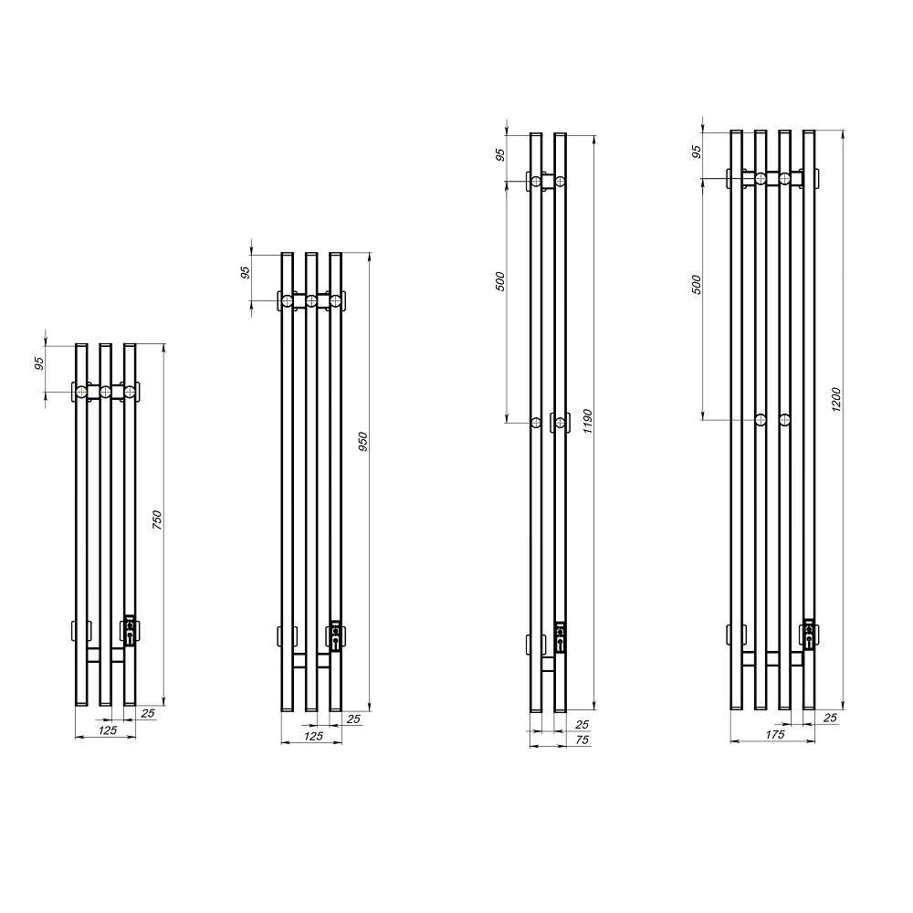 Полотенцесушитель Пэк сп Вектор кв 2 120х10 черный ВГП